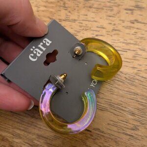 NWT! Iridescent Yellow Acetate Hoop Earrings
